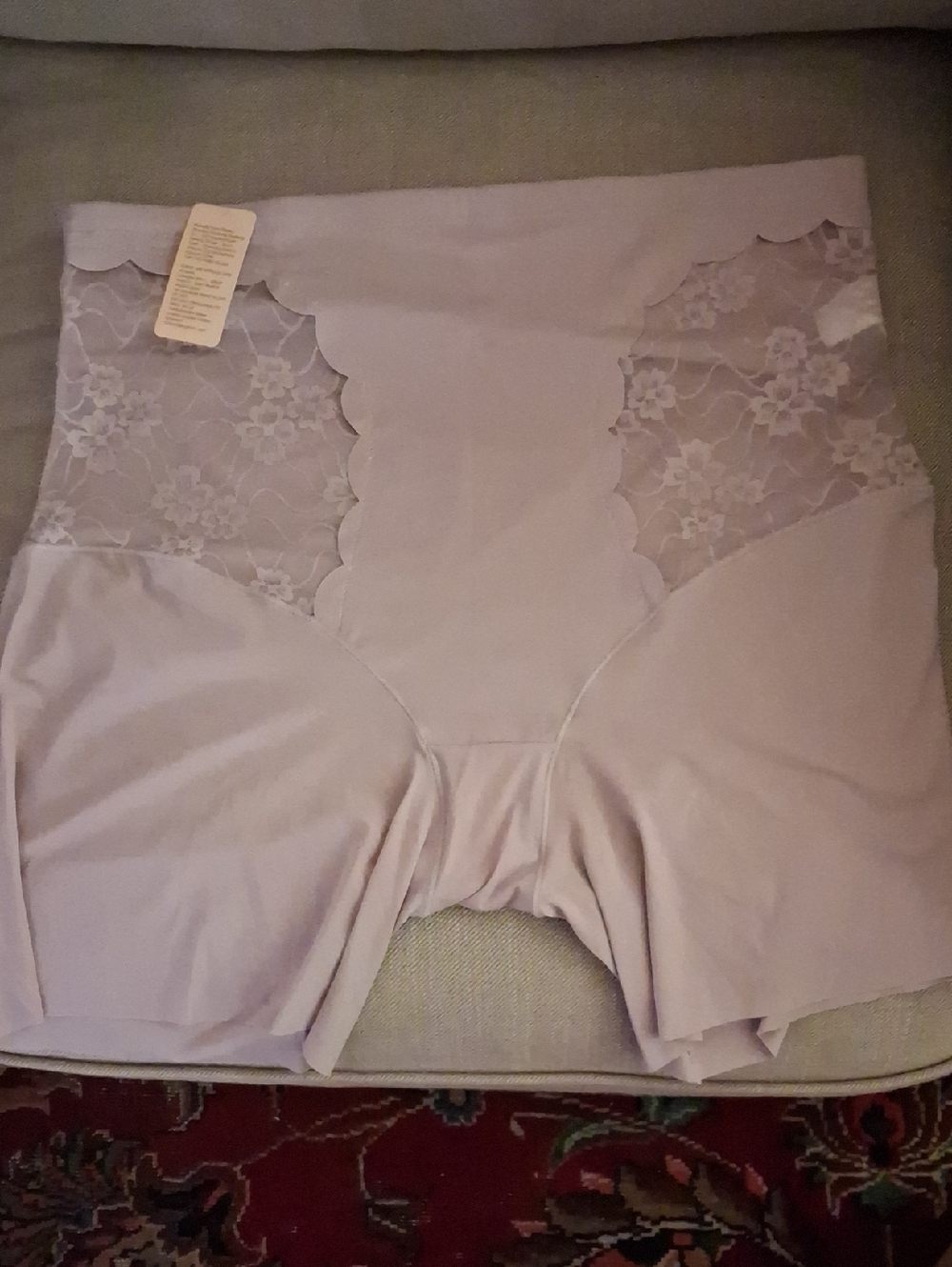 Women's High-Waist Lace Panel Shaping Briefs - Light Lavender
